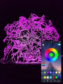 Акриловый светильник-ночник управление с телефона Genshin 4 tty-n000932