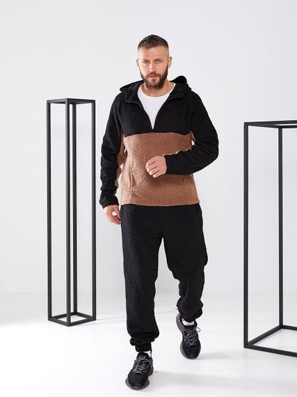 Чоловічий теплий спортивний костюм колір чорний-мокко р.XL 444790 | Зображення 1