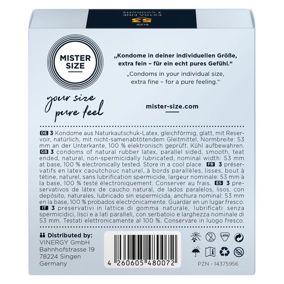 Розпродаж!!! Презервативи Mister Size - pure feel - 53 (3 шт) (термін 05.2026) | Зображення 2