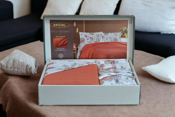 Комплект постільної білизни з пледом Kristal Ranforse 200×230 см Vita Kiremit | Зображення 1