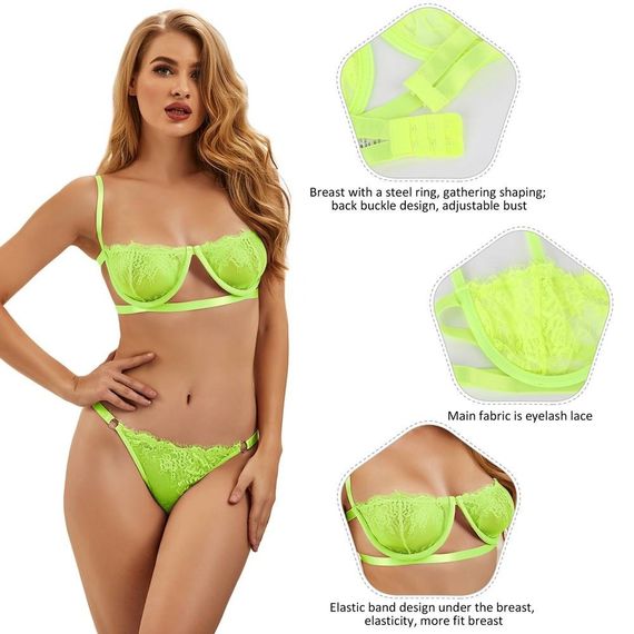 Комплект білизни з мереживом Star Night салатовий, М sexstyle | Зображення 3