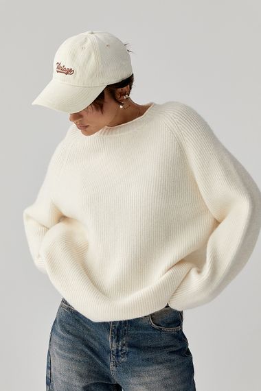 Тепла в'язана кофта з рукавами реглан - молочний цвет, ONE SIZE (є розміри) | Зображення 4