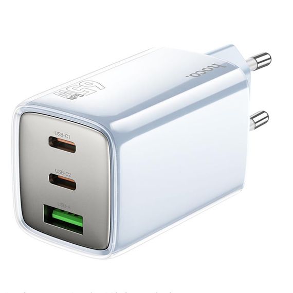 МЗП Hoco N49 Glorious PD65W (1USB-A/2C) Blue | Зображення 1