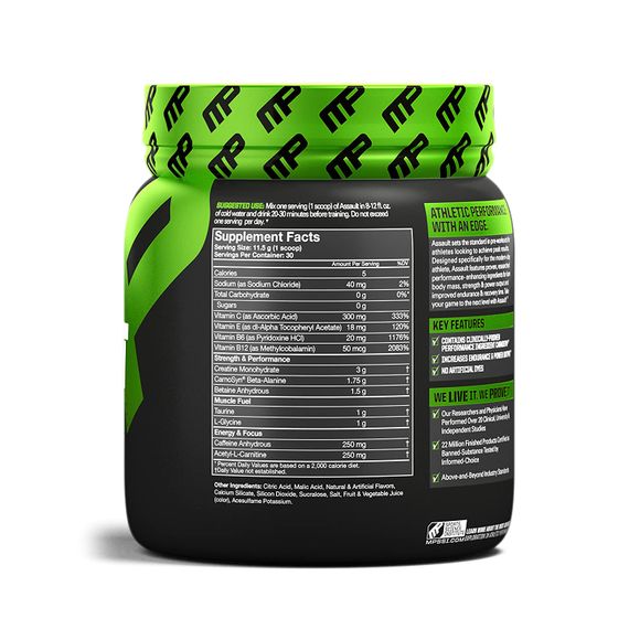 Предтренировочный комплекс Muscle Pharm Assault Sport 345 g NEW (Strawberry ICE) | Зображення 1