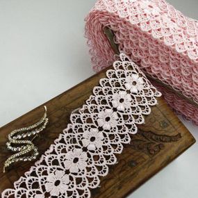 (1 метр) Кружево макраме  6,5см Цвет - Розовый (08М-Y11560-7)