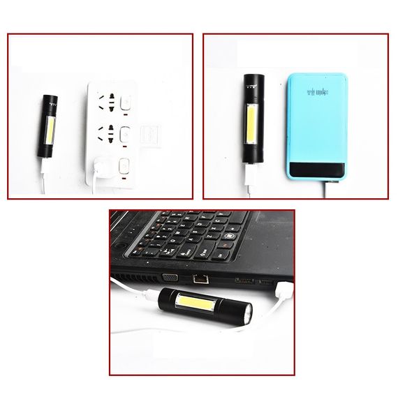 Светодиодный мощный фонарь на аккумуляторе с боковой подсветкой, USB | Зображення 2