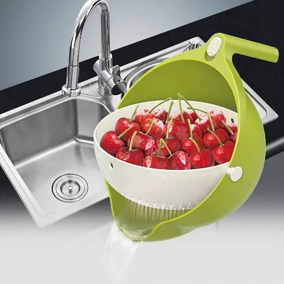 Універсальна миска – дуршлаг Mesh Strainer Drain Basket ∙ Господарський силіконовий кошик зі зливом 2в1 | Зображення 1