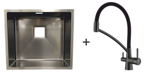 Мийка Quadro 49 Celldecor Nano Graphite + Змішувач FKM 3110 Black Steel 8213.401.0047
