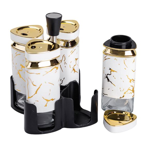 Набор баночек для специй 4 шт 120 мл карусель для хранения специй HP-1330 | Зображення 4