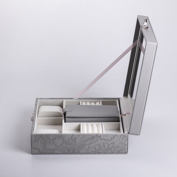 Шкатулка для украшений из эко кожи 2 яруса с замком органайзер для ювелирных изделий | Зображення 6