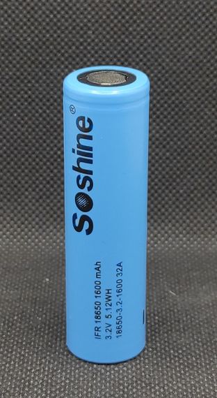 Аккумулятор Li-Fe Soshine 18650 3,2V 1600mAh (1шт.) | Зображення 2