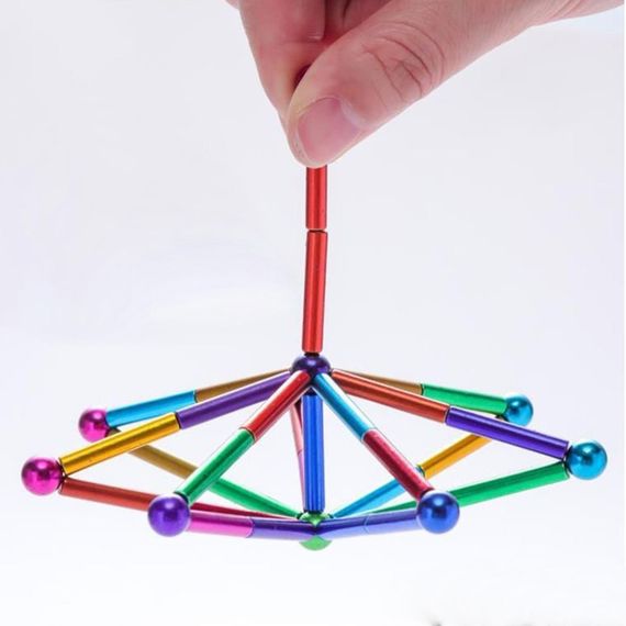 Магнитный конструктор-головоломка 36 палочек и 27 шариков, Разноцветный / Развивающая игрушка-головоломка для | Зображення 5
