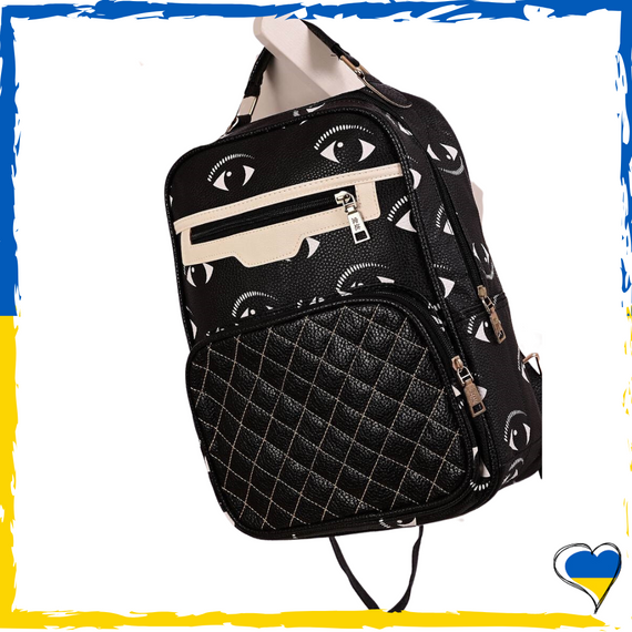 Рюкзак з екошкіри жіночий принт очі 25х35х9 см