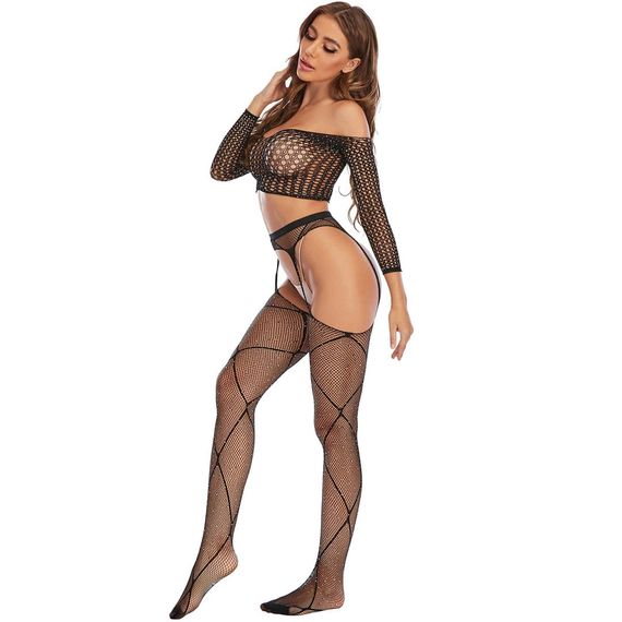 Еротичні колготки з відкритими стегнами Babydoll 42 Чорний T6080 | Зображення 6