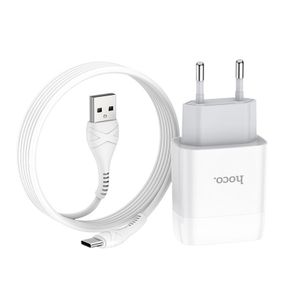 СЗУ Hoco C73A Glorious 2.4A (2USB-A) + кабель USB to Type-C Белый