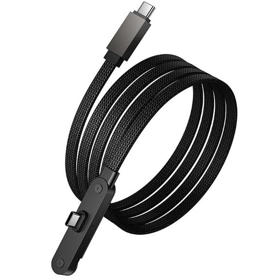 Дата кабель Hoco U150 Exquisite side plug and stand Type-C to Type-C 60W (1.2m) Black | Зображення 2