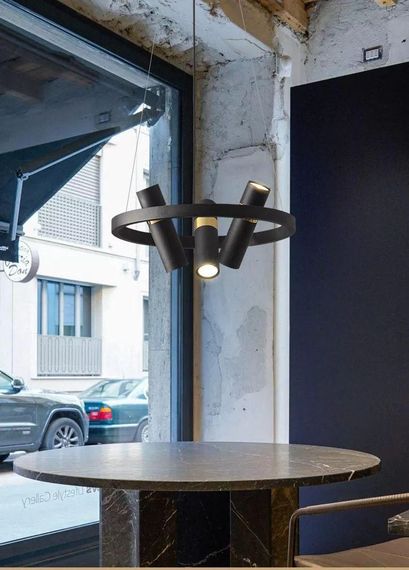 Люстра підвісна LOFT на 6 лампочок 26151 Чорний 30-200х45х45 см. | Зображення 1