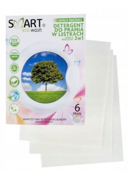 Гипоаллергенные салфетки для стирки вещей Smartwash Eco 2in1 Hypoalergic Laundry Strips 40шт | Зображення 1