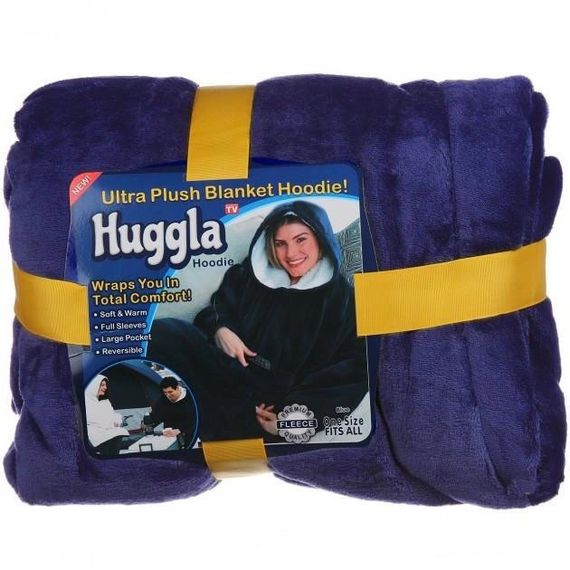 Плед толстовка с капюшоном и рукавами Huggle Hoodie оверсайз. BS-237 Цвет: синий | Зображення 9