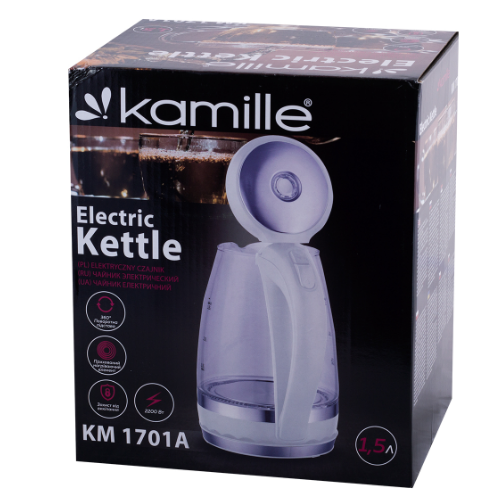 Електрочайник 1,5л з синім LED-підсвічуванням 1701A KAMILLE | Зображення 1