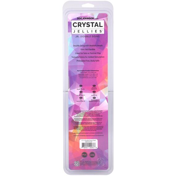 Фалоімітатор двосторонній Doc Johnson Crystal Jellies 12" Jr. Double Dong Teal Sex Aura | Зображення 2
