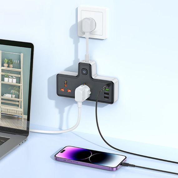 СЗУ Hoco AC12A Reise (PD30W/1C3A) +Socket Black | Зображення 2