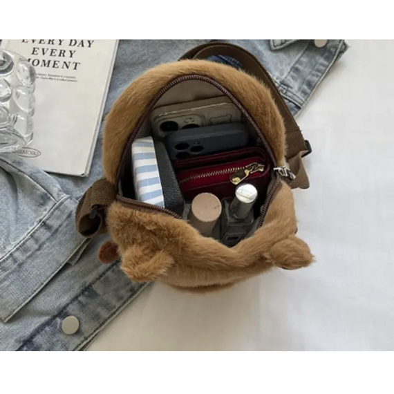 Сумка плюшева Капібара Capybara через плече крос-боді коричнева для маленьких модниць | Зображення 5
