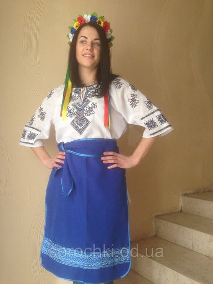 Вышиванка , женская , белая , короткий рукав , домотканное полотно , узор  "Берегиня" | Зображення 2
