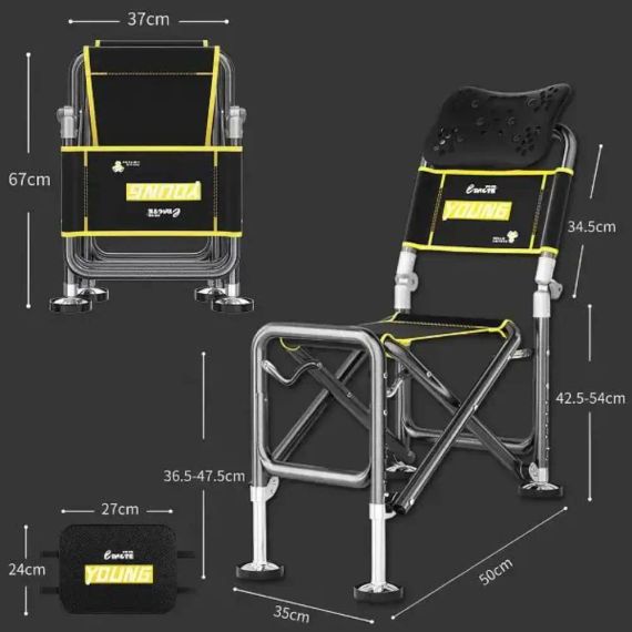 Складаний телескопічний стілець до 150 кг, ven-1252 / Стілець для рибалки / Складне крісло | Зображення 3