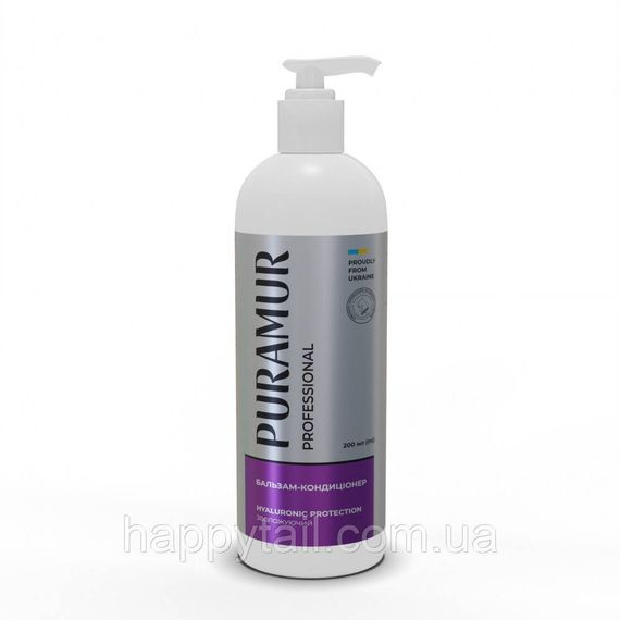 Зволожуючий бальзам-кондиціонер PURAMUR Hyaluronic Protection для собак та котів, 200 мл