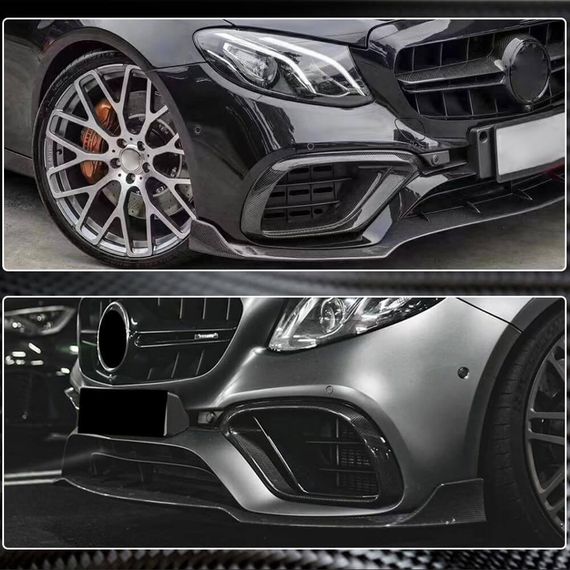 Накладки на передній бампер (для E63 AMG 2016-2019, Карбон) для Mercedes E-сlass W213 рр | Зображення 3