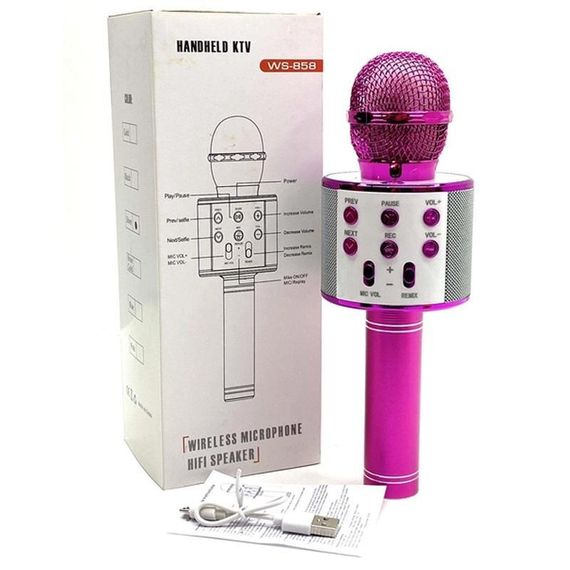 Караоке Мікрофон-колонка WS858 Pink | Зображення 3