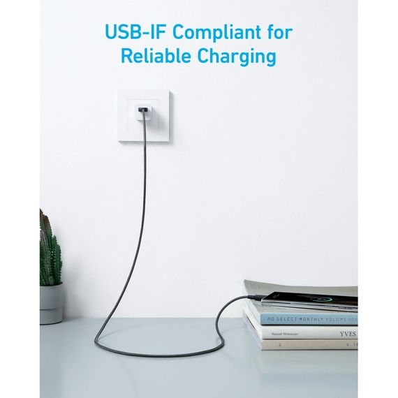 Дата кабель USB 2.0 AM to USB-C 1.8m nylon 322 black Anker (A81H6G11) | Зображення 3