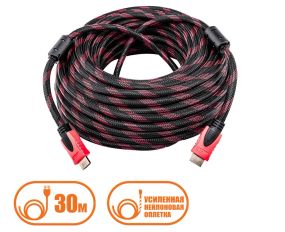 Кабель HDMI - HDMI 1080p позолоченный усиленный в обмотке 30 метров