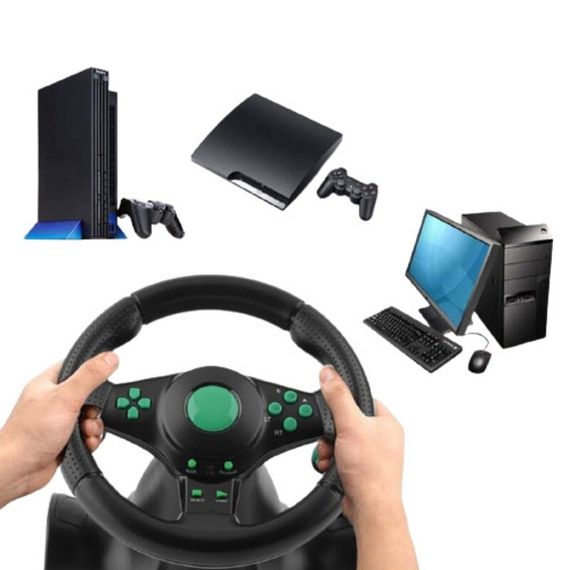 Руль игровой для PS3/PS2/PC с системой виброотдачи и педалями 3в1 XPRO KermVi  (186102960_6720) | Зображення 1