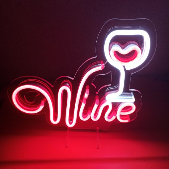 Неоновий світильник Wine з келихом 260х230мм acr-n000074 | Зображення 1