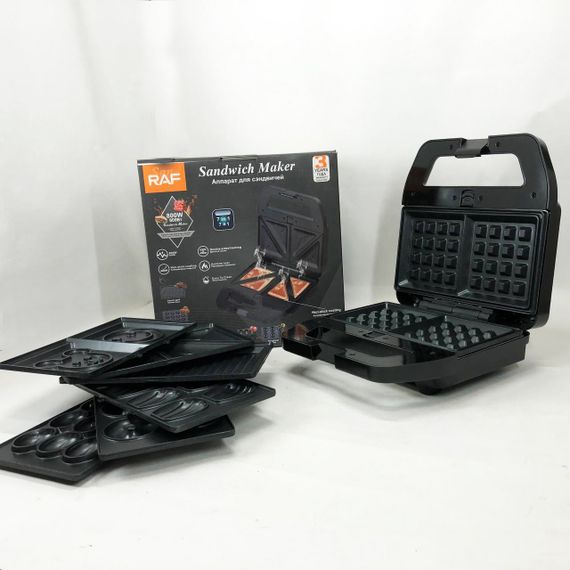 Гриль для дому для вафель RAF, Гриль барбекю електричний дому Сендвічниця бутербродів ER-89 | Зображення 5