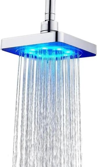 Лійка насадка для душу з LED-підсвіткою RGB світлодіодна, квадратна 150 мм LED Shower head AND XL-902 | Зображення 3
