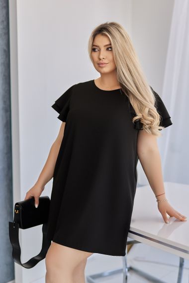 Женское короткое летнее платье софт с коротким рукавом крылышко GF7967 цвет черный размер 54/56