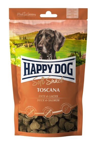 Ласощі для собак з качкою та лососем Happy Dog Soft Snack Toscana, 100 гр