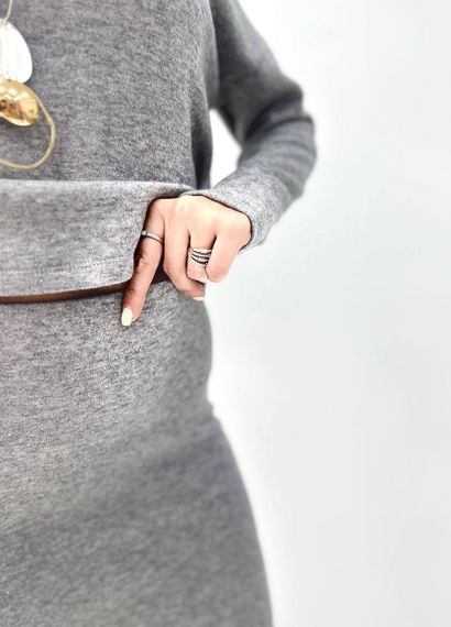 Женский теплый ангоровый костюм юбка и гольф GF07942 цвет серый, размер 46/48 | Зображення 2