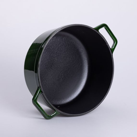 Каструля чавунна емальована 3,5 л з кришкою Ø24 см Зелена | Зображення 3