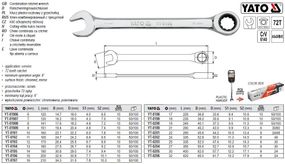 Ключ комбинированный трещотка YATO Польша CrV М=14 мм l=190 мм YT-0195