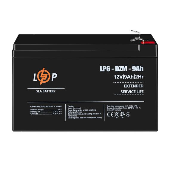 Акумулятор свинцево-кислотний 12V, 9Ah, стабільне енергозабезпечення LP 6-DZM-9 (345604434_1161) | Зображення 3