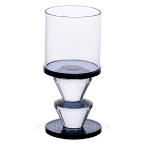 Підсвічник скляний 6×13 см на одну свічку підсвічник келих на ніжці декоративний Сірий HP-4-20M