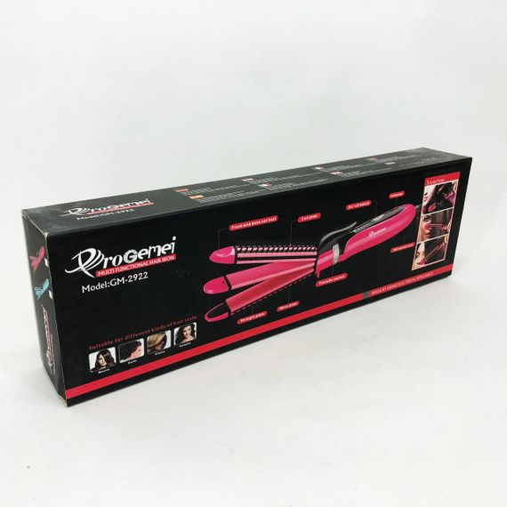 Плойка-праска 3в1 Geemy GM-2922, Сучасні щипці для завивки волосся, Прилад для завивки. Колір: рожевий | Зображення 3