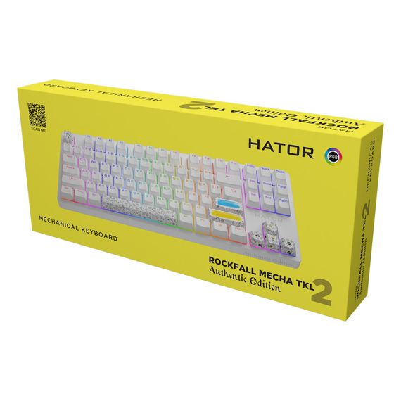 Клавіатура Hator Rockfall 2 Mecha TKL Authentic Edition Aurum Milky Way Silent USB White (HTK-531) | Зображення 5