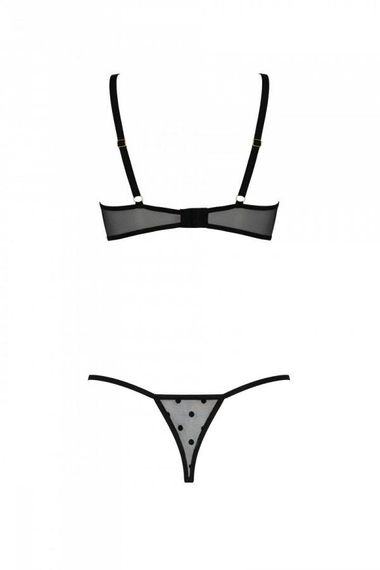 Еротичний комплект Passion MARINA SET WITH OPEN BRA, S/M, black, відкриті чашки | Зображення 3