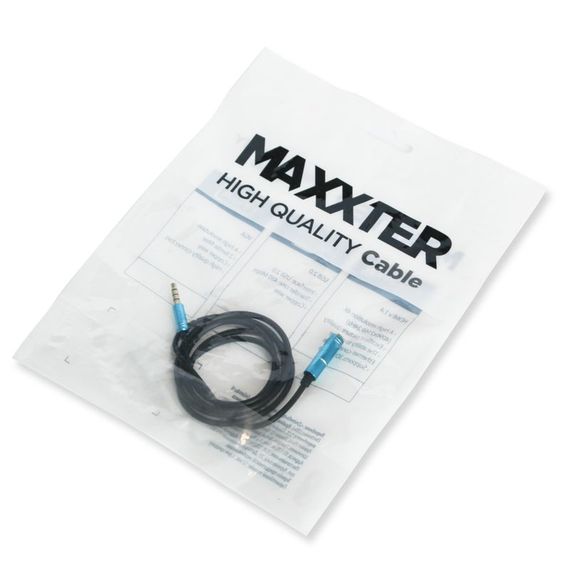 Аудіо-кабель Maxxter A-3434-1m, 4 пин, 3.5 мм. тато/3.5мм мамо, довжина 1 м. | Зображення 1
