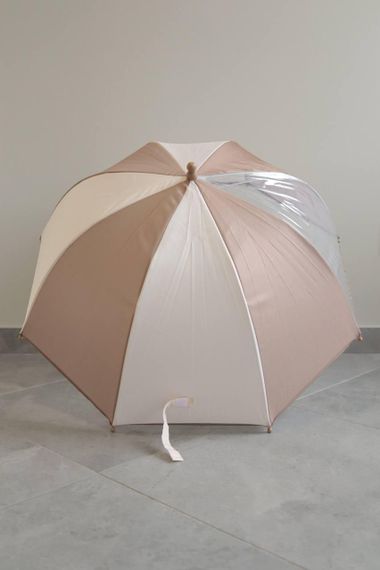 Парасолька дитяча напівавтомат Коричнево Біла полоса | Зображення 3